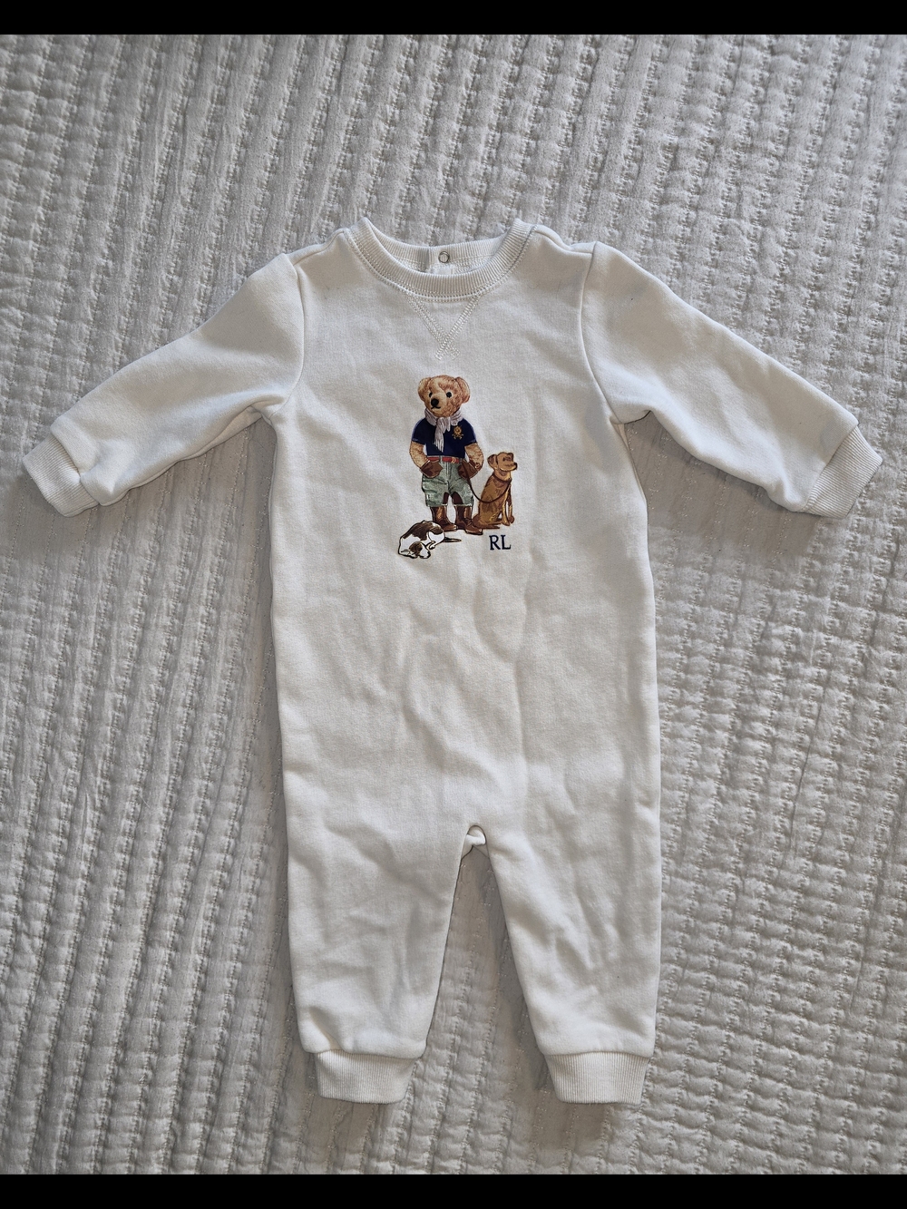 Ralph Lauren Polo Bear & Dog Ivory Cotton Coverall